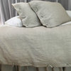 Natural Linen Duvet Cover With Pillow Cases, Tie Knot Style