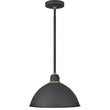 Foundry Dome 1 Light Outdoor Pendant or Chandeller, Textured Black