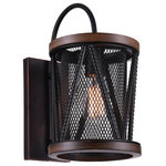 CWI Lighting - Parsh 1 Light Wall Sconce With Pewter Finish - Provide a rich and textured appeal to any space in your home by simply incorporating the Parsh 1 Light Wall Sconce. This rustic light fixture won't take much space but will be providing ample light and plenty of character. The metal mesh mini shade measures 8 inches in diameter and has brown wood grain edges for that rustic industrial vibe. Feel confident with your purchase and rest assured. This fixture comes with a one year warranty against manufacturers defects to give you peace of mind that your product will be in perfect condition.