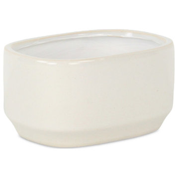 Curved Ceramic Pot - Small - Off White