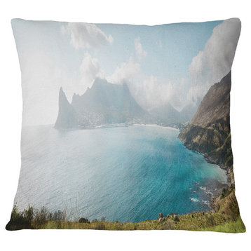 Hout Bay From Chapman Peak Seashore Photo Throw Pillow, 18"x18"