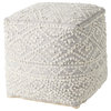 Farida 6Lx16Wx16H Light Gray Wool and Polyester Patterned Pouf