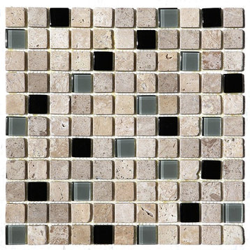 Blend Cafe Noche Glass Stone Mixed Tile, 12"x12", Single Listing