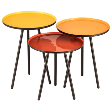 Elk Home Gregg 16" Contemporary Metal Accent Tables in Yellow/Red (Set of 3)