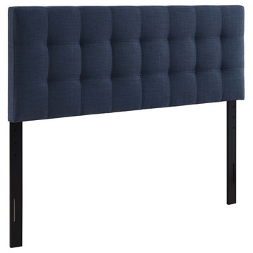 Lily Full Tufted Upholstered Fabric Headboard, Navy