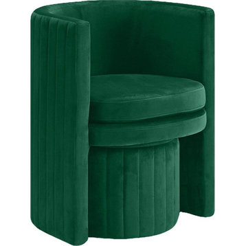 Best Master Seager Green Velvet Round Arm Chair with Ottoman