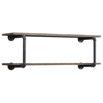 Brantley Wall Rack, Antique Oak and Sandy Gray Finish