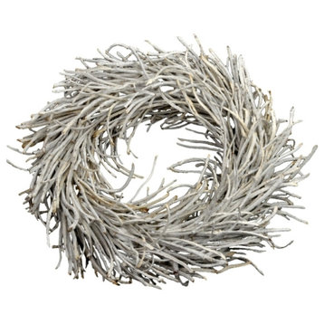 Rattan 24" Wreath, White