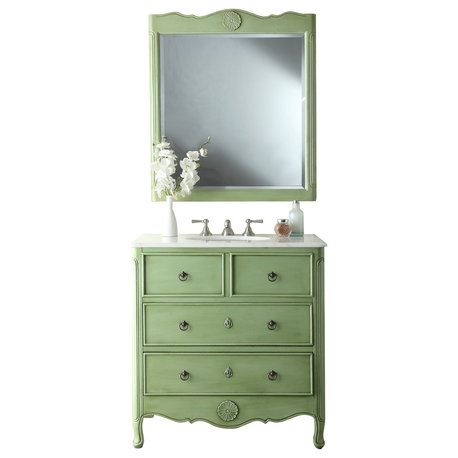 34" Cottage Look Daleville Bathroom Sink Vanity Matching Mirror