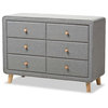 Hawthorne Collection 6 Drawer Fabric Upholstered Dresser in Gray