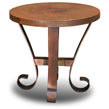 Rustic Copper Top Round Chair Side Table