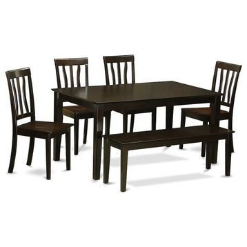 6-Piece Dining Table With Bench Set, Dining Table And 4 Kitchen Chairs And Bench