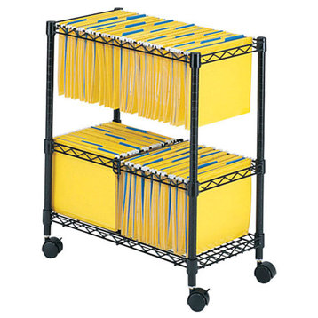 Safco Two-Tier Mobile Metal File Cart in Black