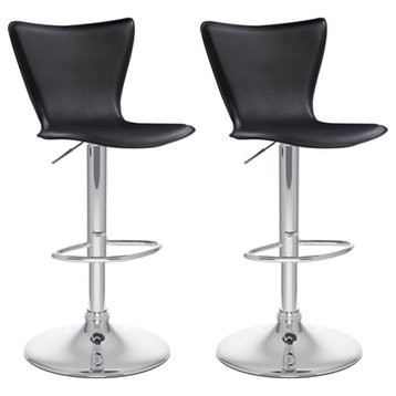 Catania 23.5" Faux Leather & Steel Bar Stool in Soft Black (Set of 2)