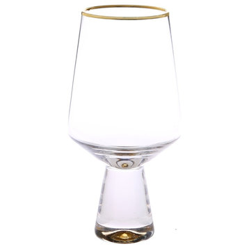 Classic Touch Water Glasses With Gold Base And Rim, set of 6
