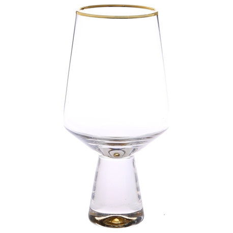 Classic Touch Water Glasses With Gold Base And Rim, set of 6