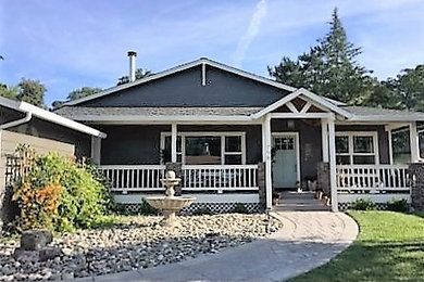 Inspiration for a craftsman blue one-story exterior home remodel in San Francisco