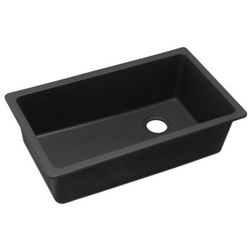Elkay Quartz Classic 33"x18.75"x9.5", 1-Bowl Undermount Sink, Black