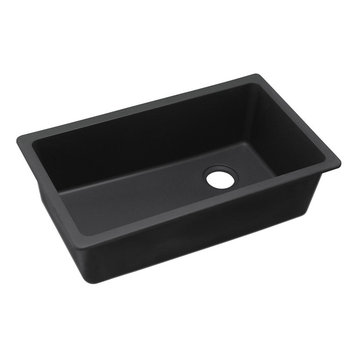 Elkay Quartz Classic 33"x18.75"x9.5", 1-Bowl Undermount Sink, Black