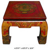Red Yellow Tibetan Elephant Square Coffee Table