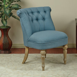 Office Star Aubrey Tufted Side Chair with Klein Otter Fabric and Light Mocha Leg - Products