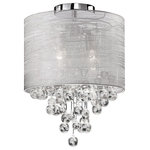 Dainolite - 2-Light Incan Crystal Flush-Mount P Chrome Silver - 2 Light Incandescent Crystal Flush Mount Polished Chrome Finish with Silver Organza Shade Bulb Type:E26 Number of Bulbs:2 Bulbs Included:Bulbs Not Included UL Listed:UL Listed Bult Wattage:60 Hardwire or Plug:,Hardwire