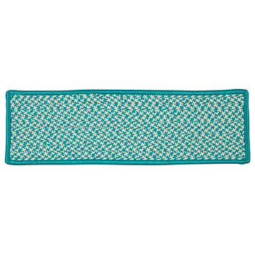 Colonial Mills Outdoor Houndstooth Tweed Turquoise Stair Tread, Single