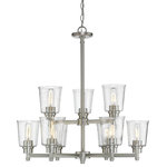 Z-Lite - Z-Lite 464-9BN Bohin - Nine Light 2-Tier Chandelier - Bring a luxurious fixture to a contemporary or traBohin Nine Light 2-T Brushed Nickel Clear *UL Approved: YES Energy Star Qualified: n/a ADA Certified: n/a  *Number of Lights: Lamp: 9-*Wattage:100w Medium Base bulb(s) *Bulb Included:No *Bulb Type:Medium Base *Finish Type:Brushed Nickel