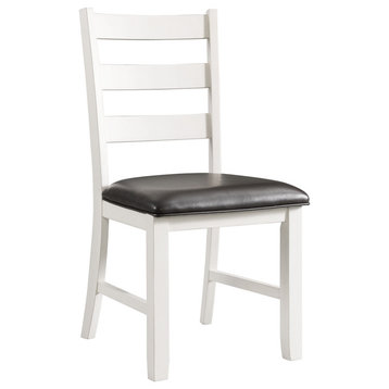 Martin Dining Side Chair With Black PU, White Finish, 2 Per Carton