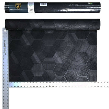 Lamborghini Hexagon Black textured Wallpaper 3D Geometric, 27 Inc X 33 Ft Roll