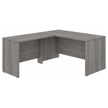 Pemberly Row Engineered Wood 60W L Shaped Desk with 42W Return in Platinum Gray