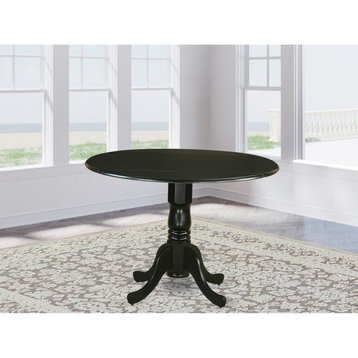 Dublin Round Table With 2 9" Drop Leaves, Black Finish