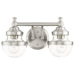Livex Lighting - Livex Lighting 17412-91 Oldwick - Two Light Bath Vanity - Mounting Direction: Up/Down  ShOldwick Two Light Ba Brushed Nickel Hand UL: Suitable for damp locations Energy Star Qualified: n/a ADA Certified: n/a  *Number of Lights: Lamp: 2-*Wattage:75w Medium Base bulb(s) *Bulb Included:No *Bulb Type:Medium Base *Finish Type:Brushed Nickel