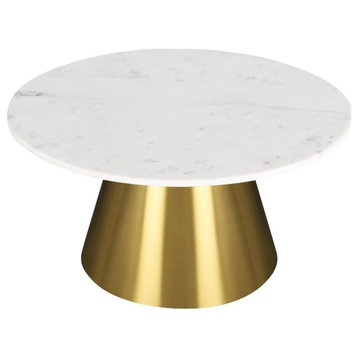 Posh Living Talen16"H Modern Marble Coffee Table in Gold/White Marble