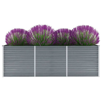 vidaXL Garden Raised Bed Galvanized Steel 94.5"x31.5"x31.3" Gray