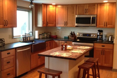 This is an example of a farmhouse kitchen in Boston.