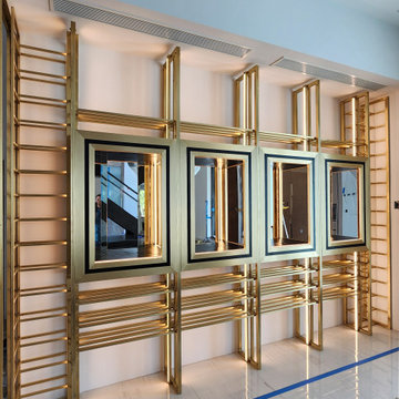 Brass Wine Wall with Lighted Display Windows - Tampa, FL