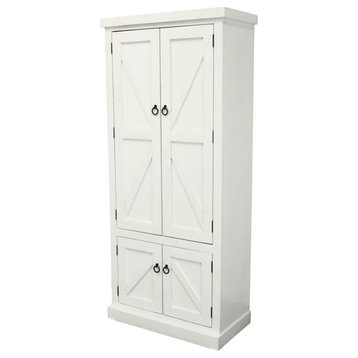 Rustic Kitchen Pantry Cabinet, Bright White
