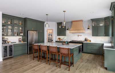 Kitchen of the Week: Modern Farmhouse Style With Green Cabinets