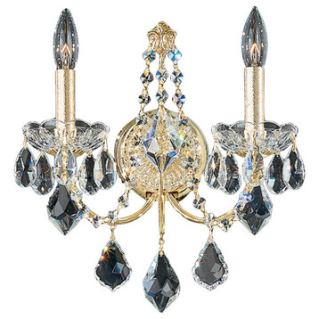 Century 2-Light Wall Sconce in Rich Auerelia Gold With Clear Heritage Crystal