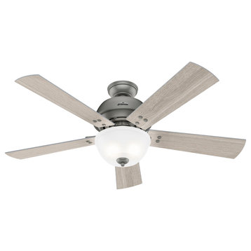Hunter 52" Highdale Matte Silver Ceiling Fan, LED Light and Remote Control