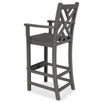 Polywood - Polywood Chippendale Counter Arm Chair, Slate Gray - Added height and arms make this chair a favorite choice among guests. POLYWOOD furniture is constructed of solid POLYWOOD lumber that's available in a variety of attractive, fade-resistant colors. It won't splinter, crack, chip, peel or rot and it never needs to be painted, stained or waterproofed. It's also designed to withstand nature's elements as well as to resist stains, corrosive substances, salt spray and other environmental stresses. Best of all, POLYWOOD furniture is made in the USA and backed by a 20-year warranty.