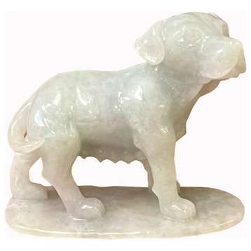 Chinese White Jade Color Stone Puppy Dog Display Figure Hws2388
