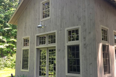 Inspiration for a small rustic home office remodel in New York