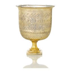 Chateaux 16446 11" Cut Glass Hurricane Candle Holder - Candleholders