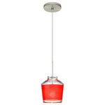 Besa Lighting - Besa Lighting 1XT-PIC6RD-SN Pica 6 - One Light Cord Pendant with Flat Canopy - Pica 6 is a compact tapered glass with a broad angPica 6 One Light Cor Bronze Red Sand Glas *UL Approved: YES Energy Star Qualified: n/a ADA Certified: n/a  *Number of Lights: Lamp: 1-*Wattage:50w GY6.35 Bi-pin bulb(s) *Bulb Included:Yes *Bulb Type:GY6.35 Bi-pin *Finish Type:Bronze