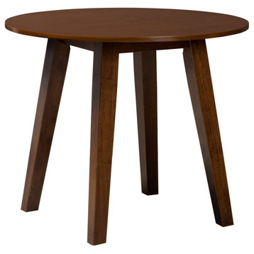 Midway 35" Round Wooden Dining Table, Walnut Effect