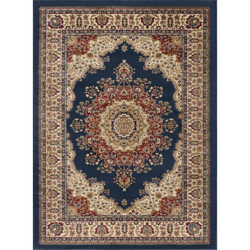Fiona Traditional Oriental Navy Rectangle Area Rug, 9'x12'