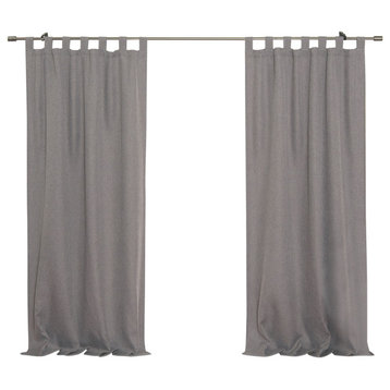 Faux Linen Tabtop Blackout Curtains, Grey, 52"x96"