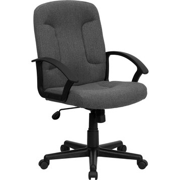 Mid-Back Fabric Executive Swivel Office Chair with Nylon Arms, Gray